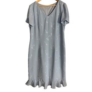 Leslie Belle  Women’s Vintage Feminine Ruffle Dress Embroidered Roses Size 12